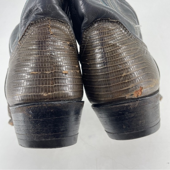 Vintage Justin Style# 8327 Leather Lizard Skin Brown  Western Cowboy Boots 9.5 D - Picture 11 of 13
